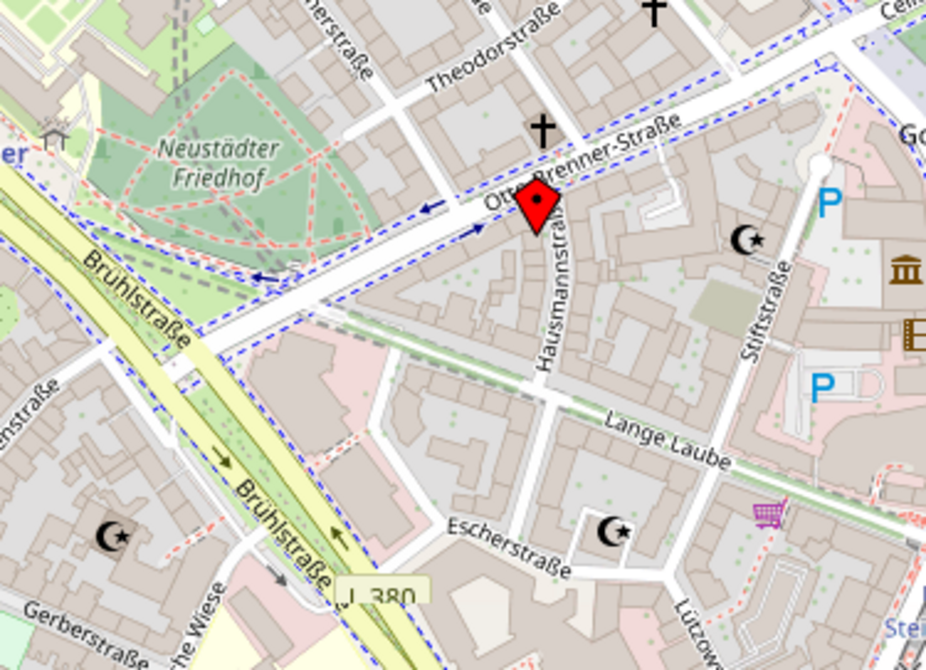 Stadtplanausschnitt zur Lage des Infoladen ADFC Hannover