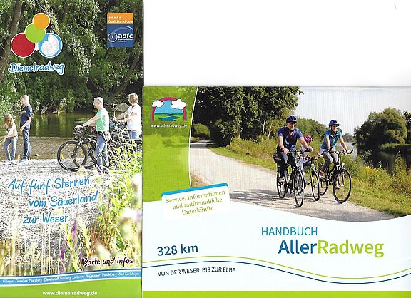 2 Radwege-Flyer von Diemel- und Aller-Radweg.