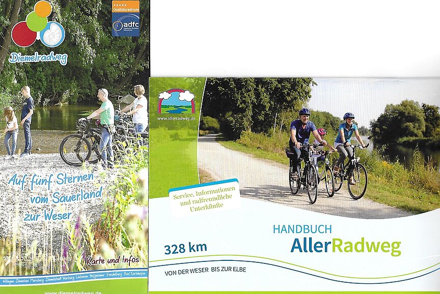 2 Radwege-Flyer von Diemel- und Aller-Radweg.